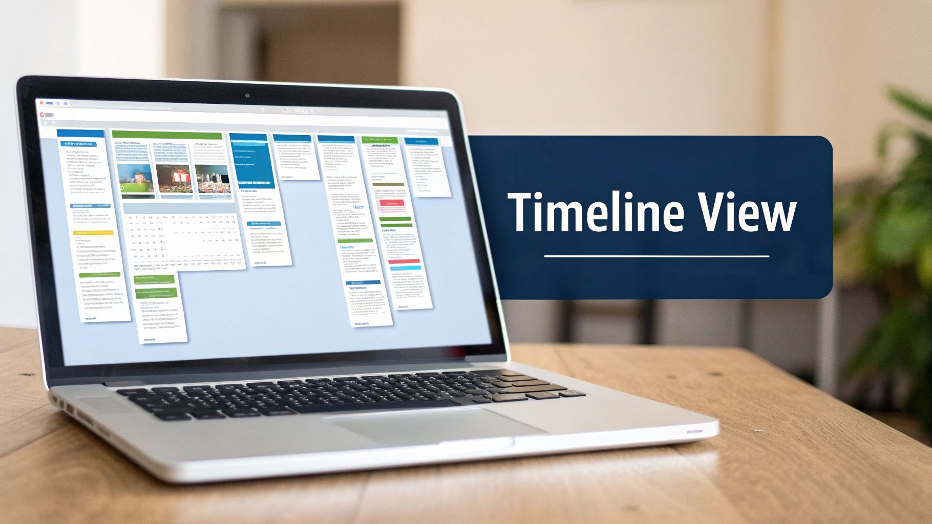 A visual representation of a Gantt chart timeline for a project, showing interconnected tasks and deadlines
