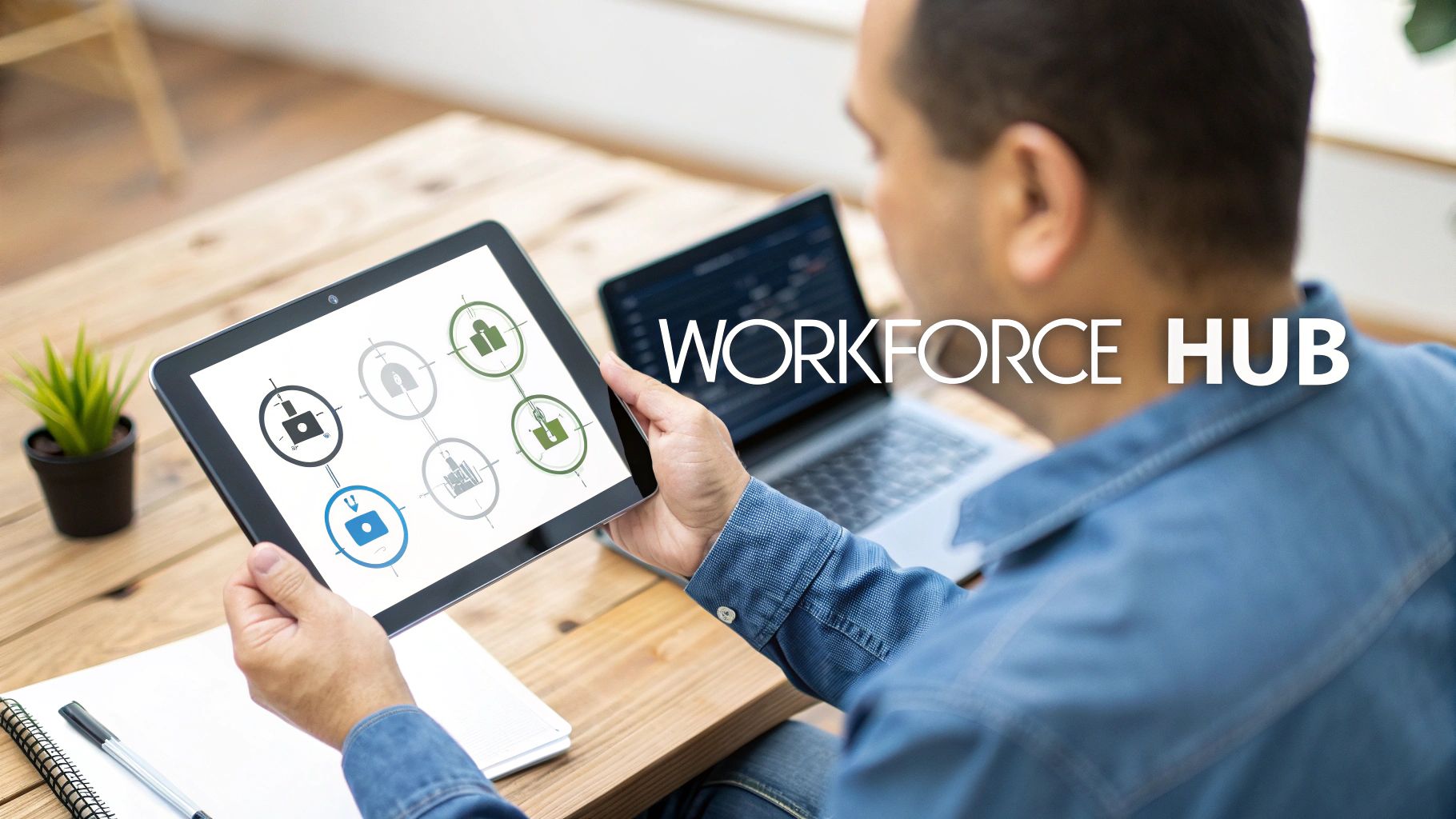 An organised office environment with employees working efficiently, illustrating the concept of workforce management.