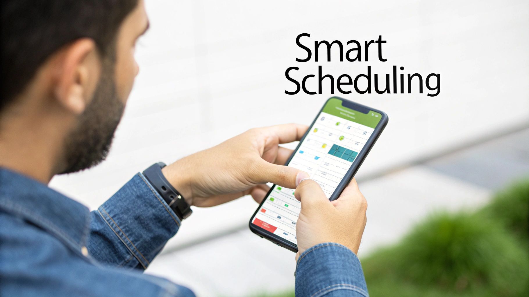 A manager reviewing employee schedules on a tablet, illustrating the core features of WFM software.
