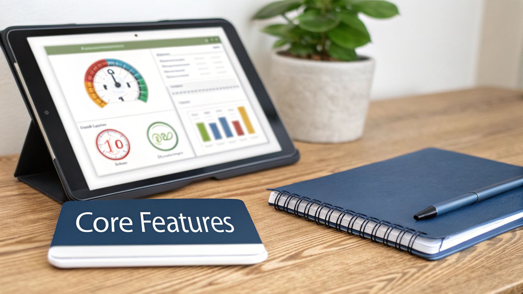 A checklist on a digital tablet, symbolising the core features to look for in a resource planning program.