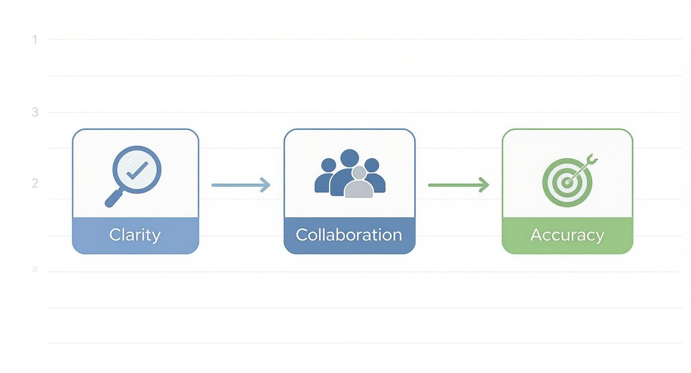 Infographic showing the benefits of Gantt charts online, with icons for clarity, collaboration, and accuracy.
